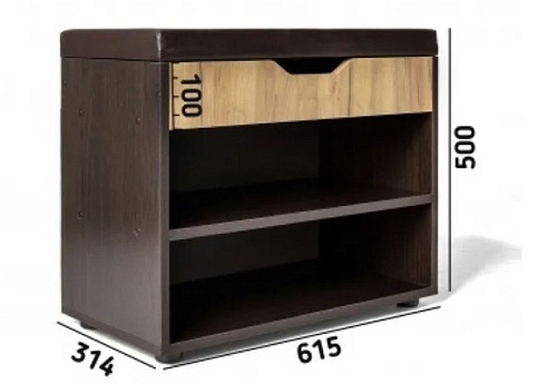 Банкетка Doma Liga с откидной крышкой 61.5x31.4x50 (венге/дуб бунратти/коричневый кожзам)