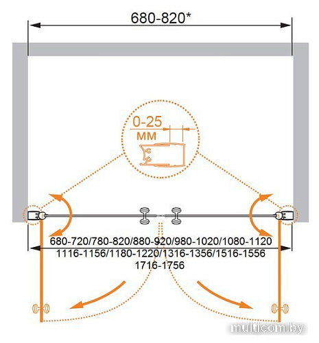 Душевая дверь Cezares ELENA-W-B-2-180-C-Cr