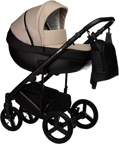 Универсальная коляска Indigo Tour Eco (2 в 1, te 01/черная кожа+бежевая кожа)