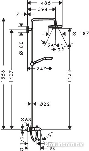 Душевая система Hansgrohe Croma Select S 180 2jet [27351400]