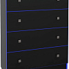 Комод МДК Black BL-КМ2С с 4 ящиками 1050x800x418 (черный/кромка синяя)