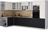 Готовая кухня Интерлиния Мила Деко 1.68x3.4 LV (черный/белый/дуб бунратти)