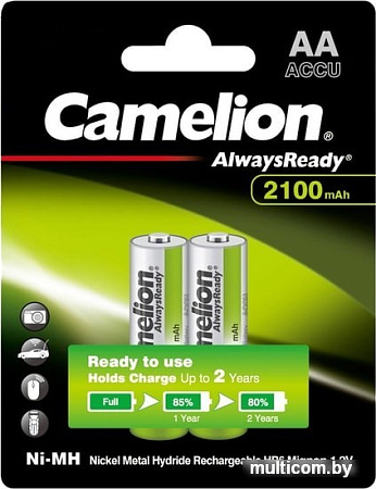 Аккумуляторы Camelion AlwaysReady AA 2100mAh 2 шт NH-AA2100ARBP2
