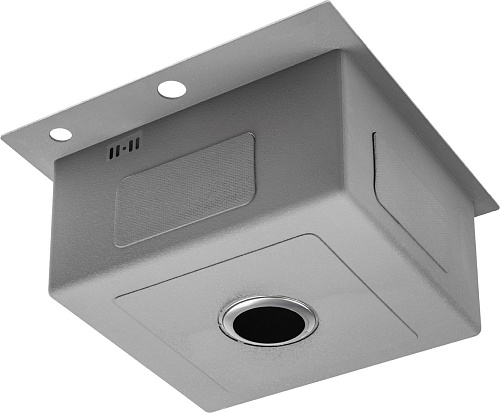 Кухонная мойка Saniteco 4848 + Spike F9S07000 (хром, с сифоном, дозатором и коландером)