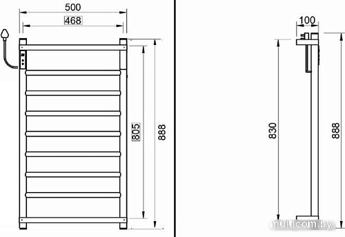 Полотенцесушитель Maxonor PL-TRE04-50-9-8 (белый, подключение слева)