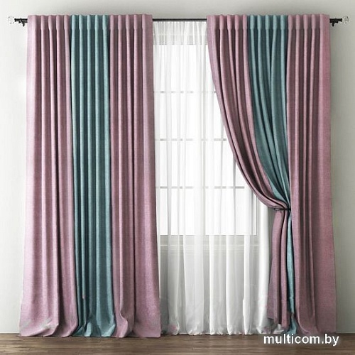 Комплект штор Pasionaria Кирстен 480x240 с подхватами (розовый/голубой)