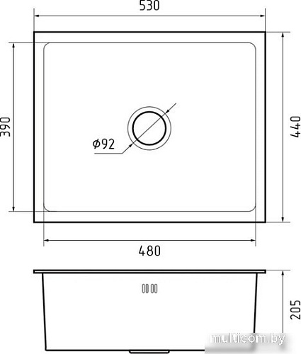 Кухонная мойка GranFest Metal нержавеющая сталь AISI 304 PVD GF-5344 графит (с сифоном)