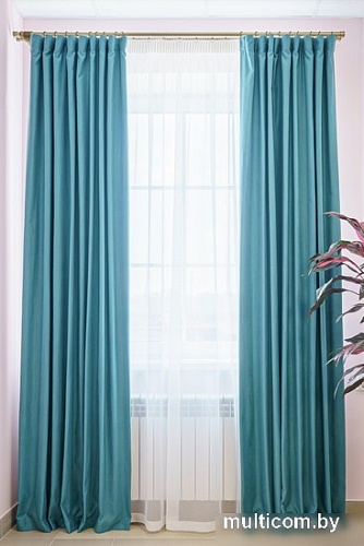 Комплект штор Decoretto Нубук НЯБ-K28 3x2.6 м (бирюзовый, 2 шт)