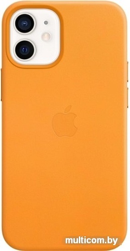 Чехол Apple MagSafe Leather Case для iPhone 12 mini (золотой апельсин)