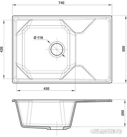 Кухонная мойка GranFest GF-U-740L (песочный)