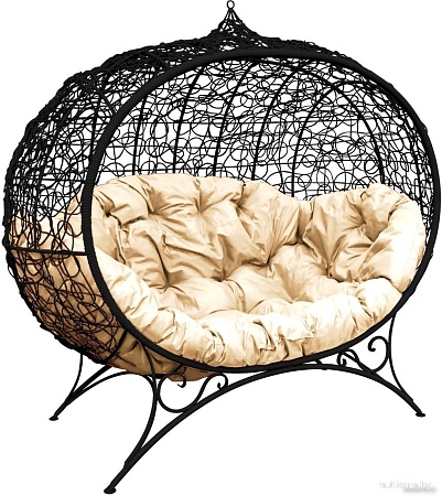 Садовый диван M-Group Улей на ножках 11220401 (черный ротанг/бежевая подушка)
