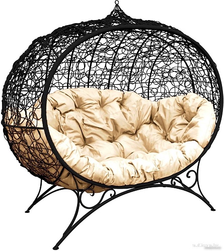 Садовый диван M-Group Улей на ножках 11220401 (черный ротанг/бежевая подушка)