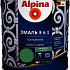 Эмаль Alpina Эмаль 3 в 1 по ржавчине (зеленый, шелковисто-матовая, 2.5 л)
