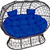 Садовый диван M-Group Лежебока 11190210 (на подставке с коричневым ротангом/синяя подушка)