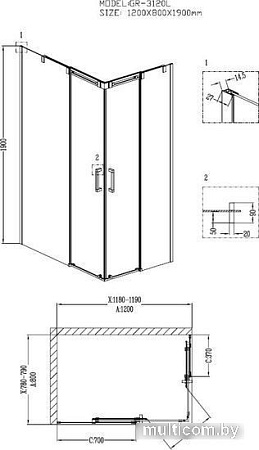 Душевой уголок Grossman Galaxy GR-3120L 120x80