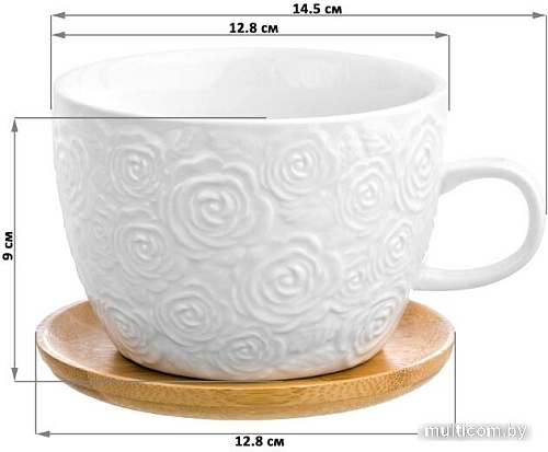 Чашка с блюдцем Elan Gallery Розы 540291