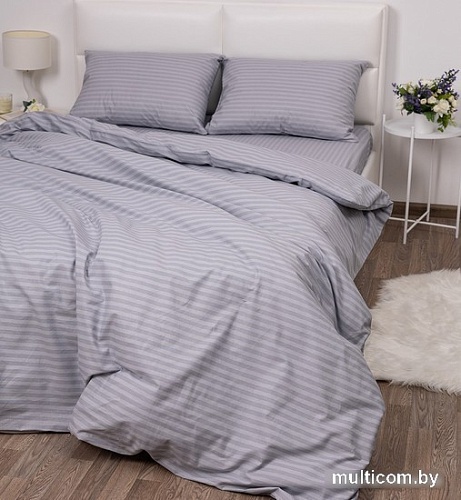 Постельное белье Миланика Темно-серый 175x217 (поплин-страйп)
