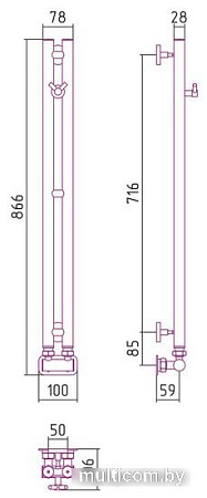 Полотенцесушитель Сунержа Нюанс EU50+ 840х50 30-0212-0840