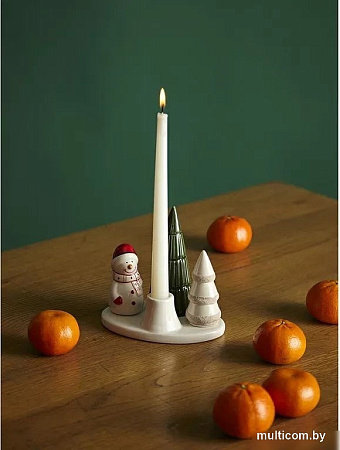 Подсвечник Tkano New Year Essential Enchanted forest TK24-NY_CNH0003 (белый/зеленый)