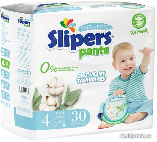Трусики-подгузники Slipers 4 Maxi L (7-18 кг) 30 шт