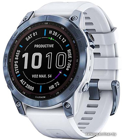 Умные часы Garmin Fenix 7 Sapphire Solar 47 мм (голубой минерал/белый камень)