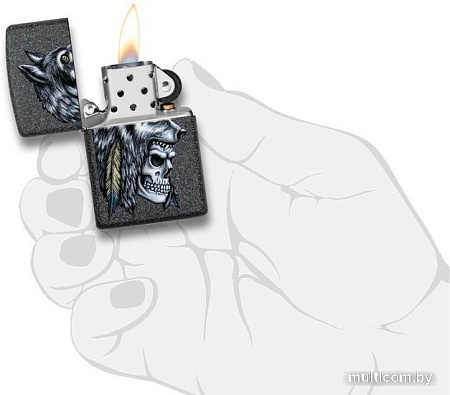 Зажигалка Zippo Wolf Skull Feather Design 29863-000003