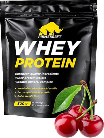 Протеин Prime Kraft Whey Protein с витаминами и минералами (500г, дикая вишня)