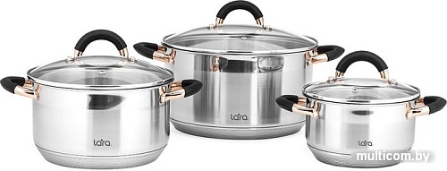 Набор кастрюль Lara Black and Rose LR02-115