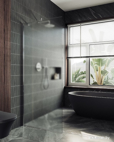 Душевая стенка MaybahGlass 89x195 MGD-690-5ш (сатин стекло/хром матовый)