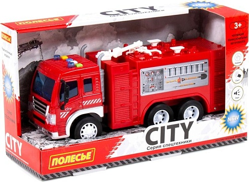 Игрушечный транспорт Полесье Сити автомобиль-пожарный инерционный 86396 (красный)