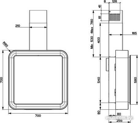 Кухонная вытяжка Faber Pyana Nautilus BK/BK Glass A70 335.0540.968