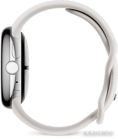 Умные часы Google Pixel Watch 2 LTE (глянцевый серебристый/фарфор, спортивный силиконовый ремешок)