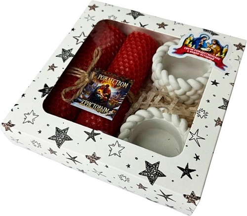 Подарочный набор Вендитио Ozarich Звезда Рождественский с 2-мя свечами и подсвечниками (красный)