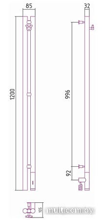 Полотенцесушитель Сунержа Нюанс 3.0 1200 правый 032-5843-1253