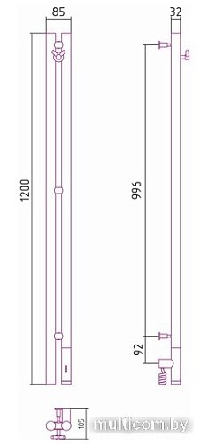 Полотенцесушитель Сунержа Нюанс 3.0 1200 правый 032-5843-1253