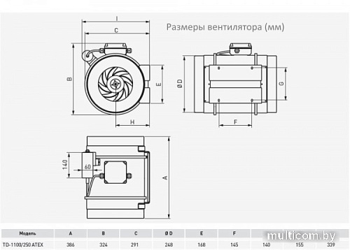 Осевой вентилятор Soler&Palau TD-1100/250 EXEIIT3