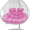 Подвесное кресло M-Group Для двоих Люкс 11510108 (белый ротанг/розовая подушка)