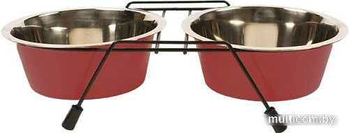 Миски на подставке Duvo Plus Dinner set wire stand + bowls S 470 мл (красный)
