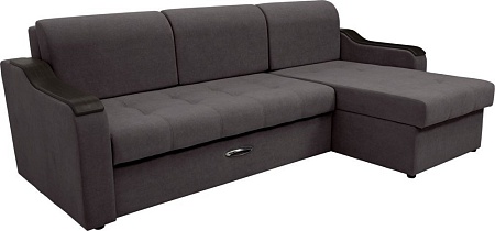 Диван Сириус Лидер-3 с оттоманкой ППУ 260x165 (Eva 24 велюр темно-серый)