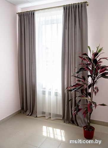 Комплект штор Decoretto Канвас основной КСО-K27 4x2.5 м (серый, 2 шт)