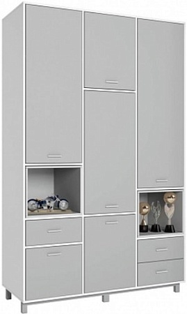 Шкаф распашной Polini Kids Mirum 2335 (белый-серый/серый)