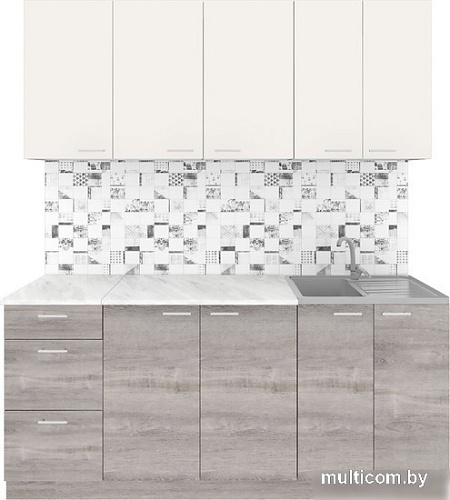 Готовая кухня Агута Альфа 1.8 (дуб пепельный/сатин/опал светлый)