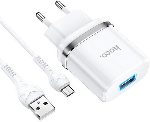 Сетевое зарядное Hoco N1 Ardent microUSB (белый)