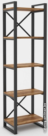 Стеллаж Hype Mebel Стандарт 80x170 (черный/дуб галифакс олово)