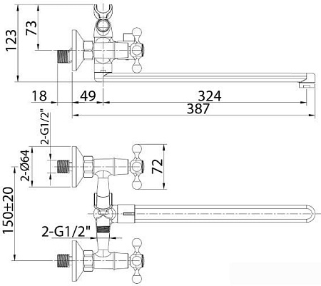 Смеситель Milardo Duplex DUPSBL2M10
