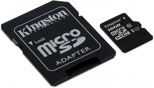 Карта памяти Kingston microSDHC (Class 10) U1 16GB + адаптер [SDCIT/16GB]