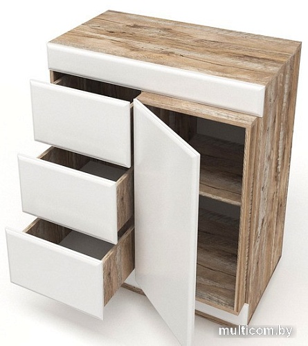 Тумба КМК Мебель Роксет 1Д3Я 0554.2 (дуб юккон-белый глянец)