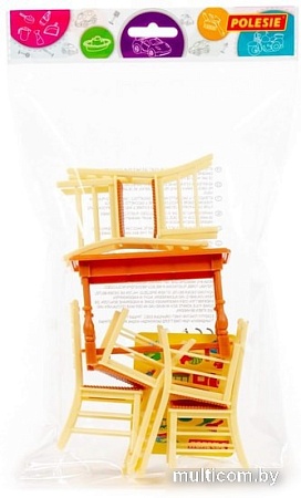 Аксессуары для кукольного домика Полесье №6 54395 (7 элементов, бежевый/коричневый)