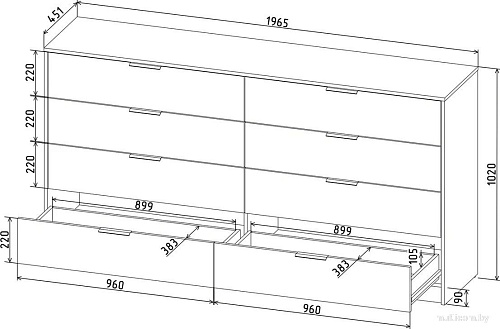 Комод Интерлиния Концепт КТ-К197 (дуб серый/антрацит)