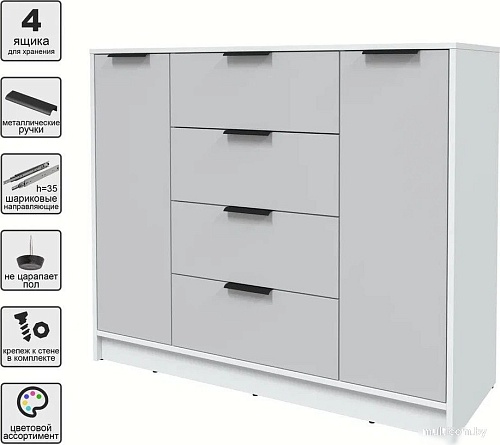 Тумба Интерлиния Концепт КТ-Т120 (серый/белый платинум)